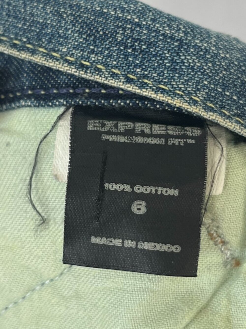 VTG Express y2k Denim Mini Skirt Buckle Utility sz 6 Sexy Going Out Dark Wash - Picture 4 of 8